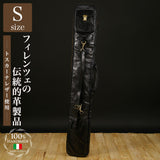 Highest grade bamboo sword bag made of all leather S size (for 2 pieces) Black Tuscan calf leather used (made of cowhide) Kendo bamboo sword bag kendo leather Italy genuine leather DAVID SCAPARRA MADE IN ITALY