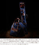 帆布製最高級防具袋（ボストン型）倉敷帆布 トスカーナ・カーフレザー使用（牛革製）剣道 防具袋 kendo レザー フィレンツェ伝統 手づくり革工房 イタリア製 本革 キャンバスブルー MADE IN ITALY